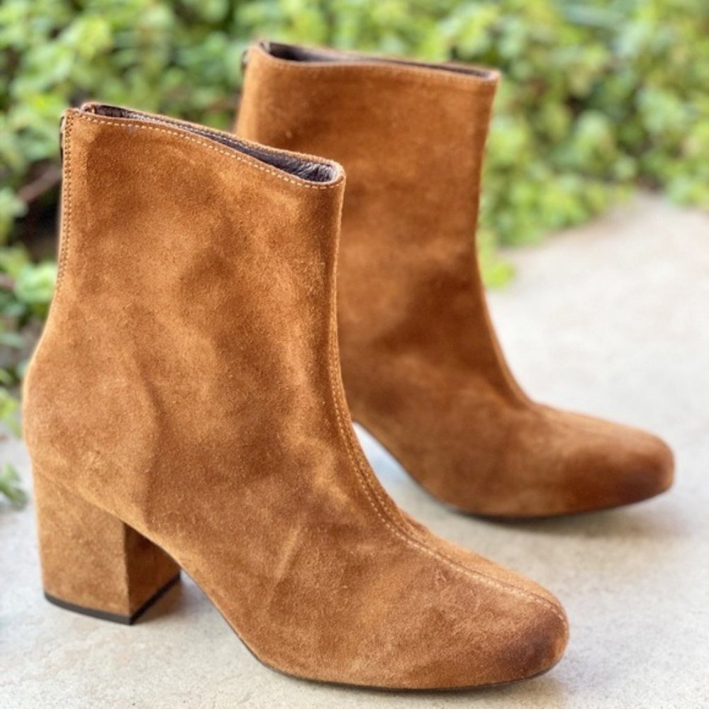 Free People Cecile Block Heel Suede Booties